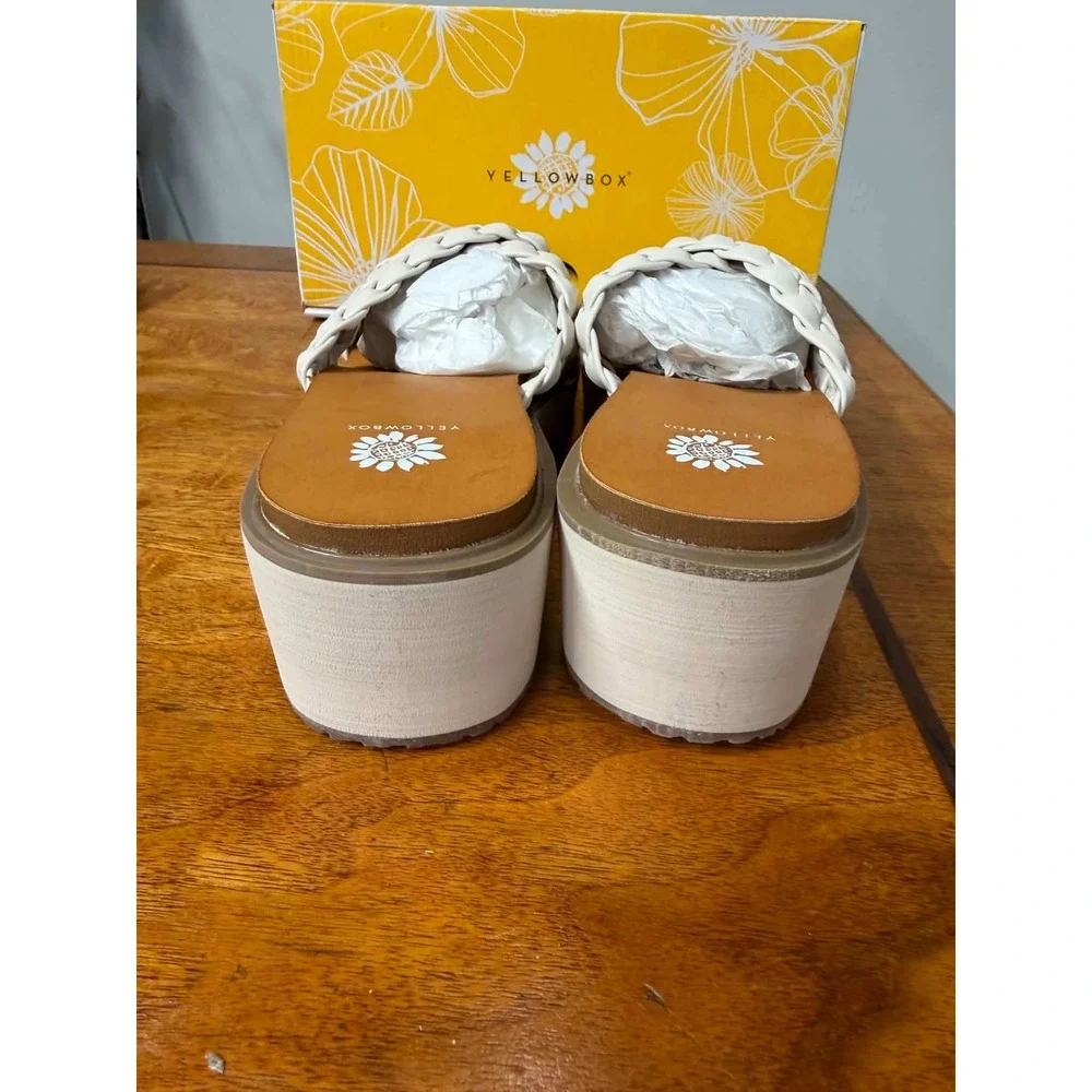 New Yellow Box Women's 10 Arny Ivory Braided Platform Wedge Sandals 55891-W1100